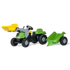 Трактор з причіпом та ковшем Rolly Toys rollyKid-X зелено-жовтий