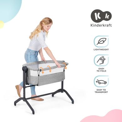 Приставная кроватка-люлька Kinderkraft Bea Grey (KLBEA000GRY0000)