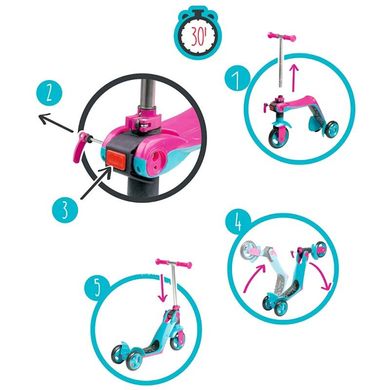 Самокат-трансформер Smoby 2 in 1 Switch Scooter Pink