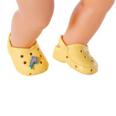 Взуття для ляльки BABY BORN - СВЯТКОВІ САНДАЛІ З ЗНАЧКАМИ (на 43 cm, жовті)