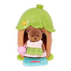 Игровой набор Li'l Woodzeez Домик с сюрпризом (зеленая крыша, 1 фигурка медведя, 1 аксессуар)