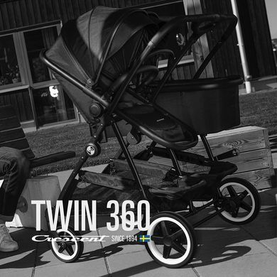 Универсальная коляски для двойни 2 в 1 Crescent Twin 360 Black