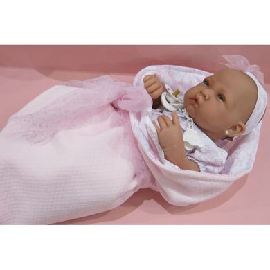 Кукла младенец nina manta lazo в розовом 42 см, antonio juan 5026