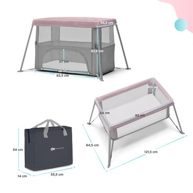 Кровать-манеж 2 в 1 Kinderkraft Movi Pink (KCMOVI00PNK0000)