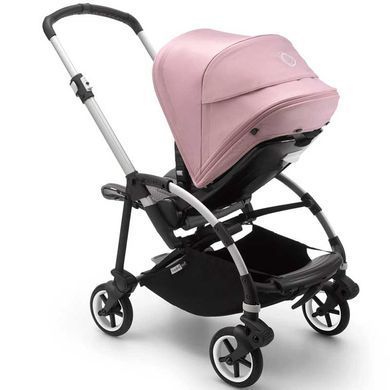 Коляска BEE6 ALU/Black/Soft Pink, колір рожевий на сріблястій рамі