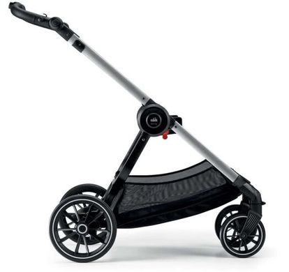 Универсальная коляска 2 в 1 CAM Techno Milano, чёрный с цветочным принтом, рама серебряная