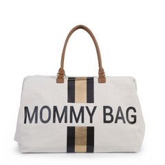 Childhome Сумка для мами Mommy bag White stripes  Black Gold
