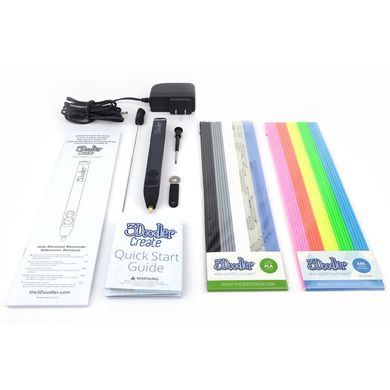 3D-ручка 3Doodler Create для проф. использования - ЧЕРНАЯ (50 стержней из ABS-пластика, аксессуары), Черный