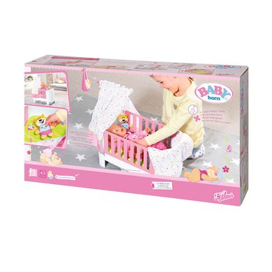 Кроватка для куклы BABY BORN - СПОКОЙНОЙ НОЧИ (звук, с игрушкой и постельным набором)