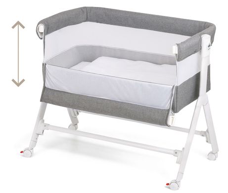Приставная колыбелька-кроватка SEMPRECONTE с постелью, цвет серый в разноцветный горошек