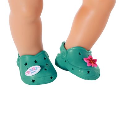 Взуття для ляльки BABY BORN - СВЯТКОВІ САНДАЛІ З ЗНАЧКАМИ (на 43 cm, зелені)